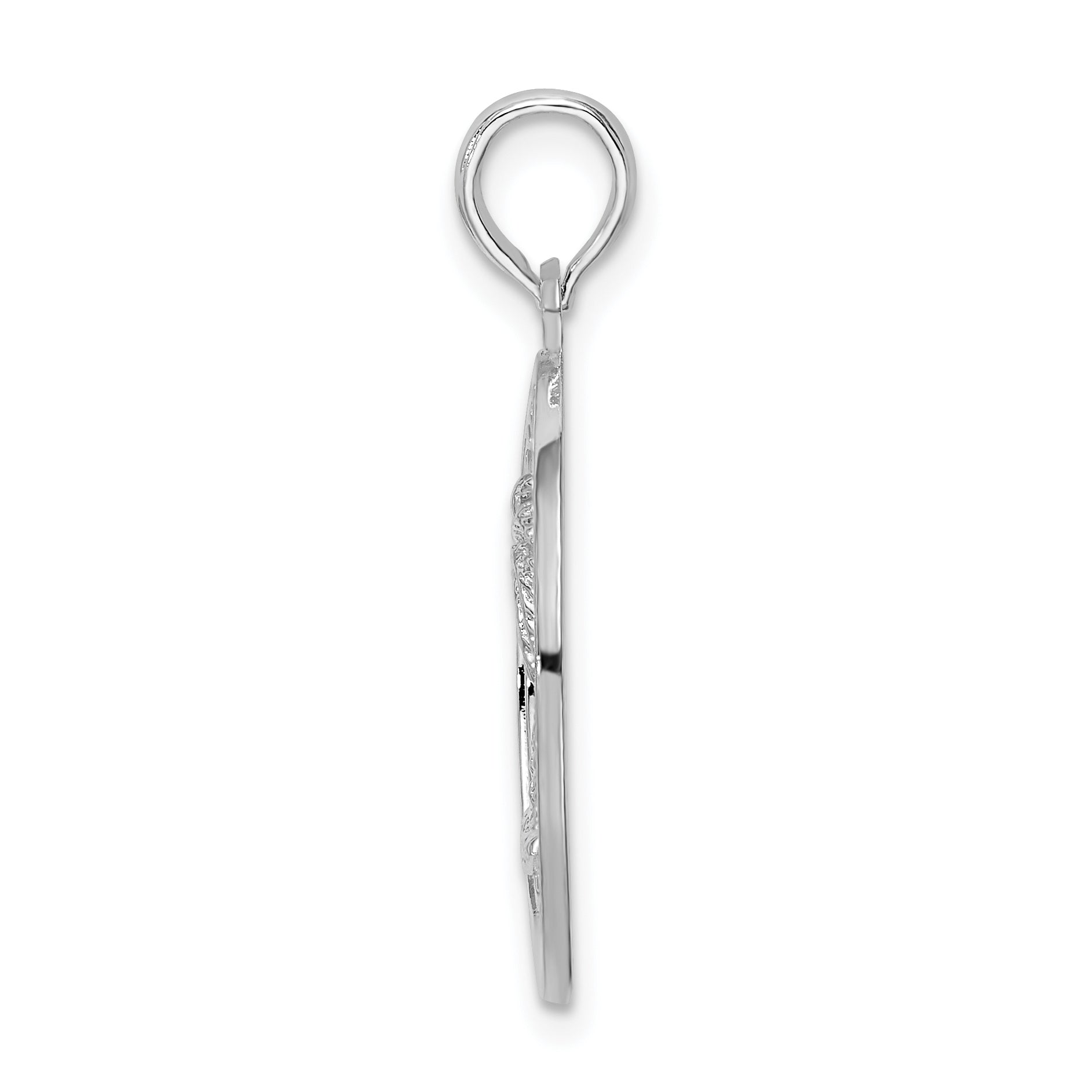 De-Ani Sterling Silver Rhodium-Plated Textured Key West with Palm Tree Pendant Secondary image