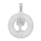 De-Ani Sterling Silver Rhodium-Plated Textured Key West with Palm Tree Pendant