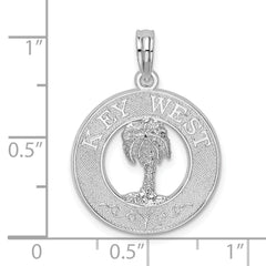 De-Ani Sterling Silver Rhodium-Plated Textured Key West with Palm Tree Pendant