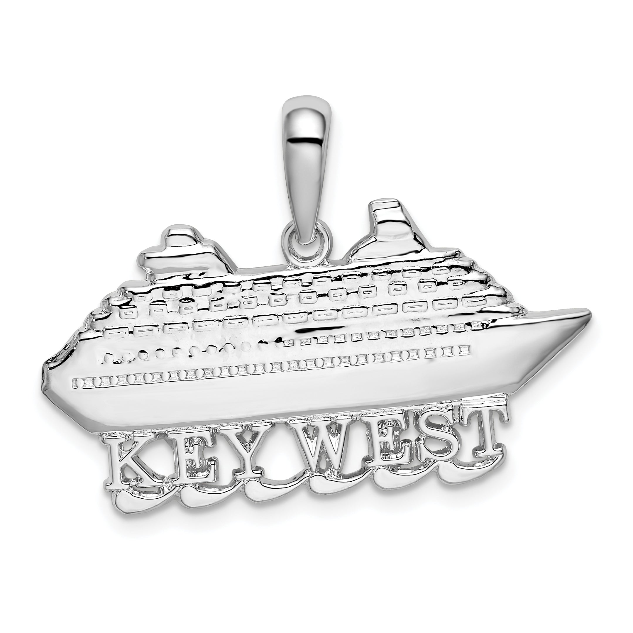 De-Ani Sterling Silver Rhodium-Plated Polished Key West Cruise Ship Pendant Main image