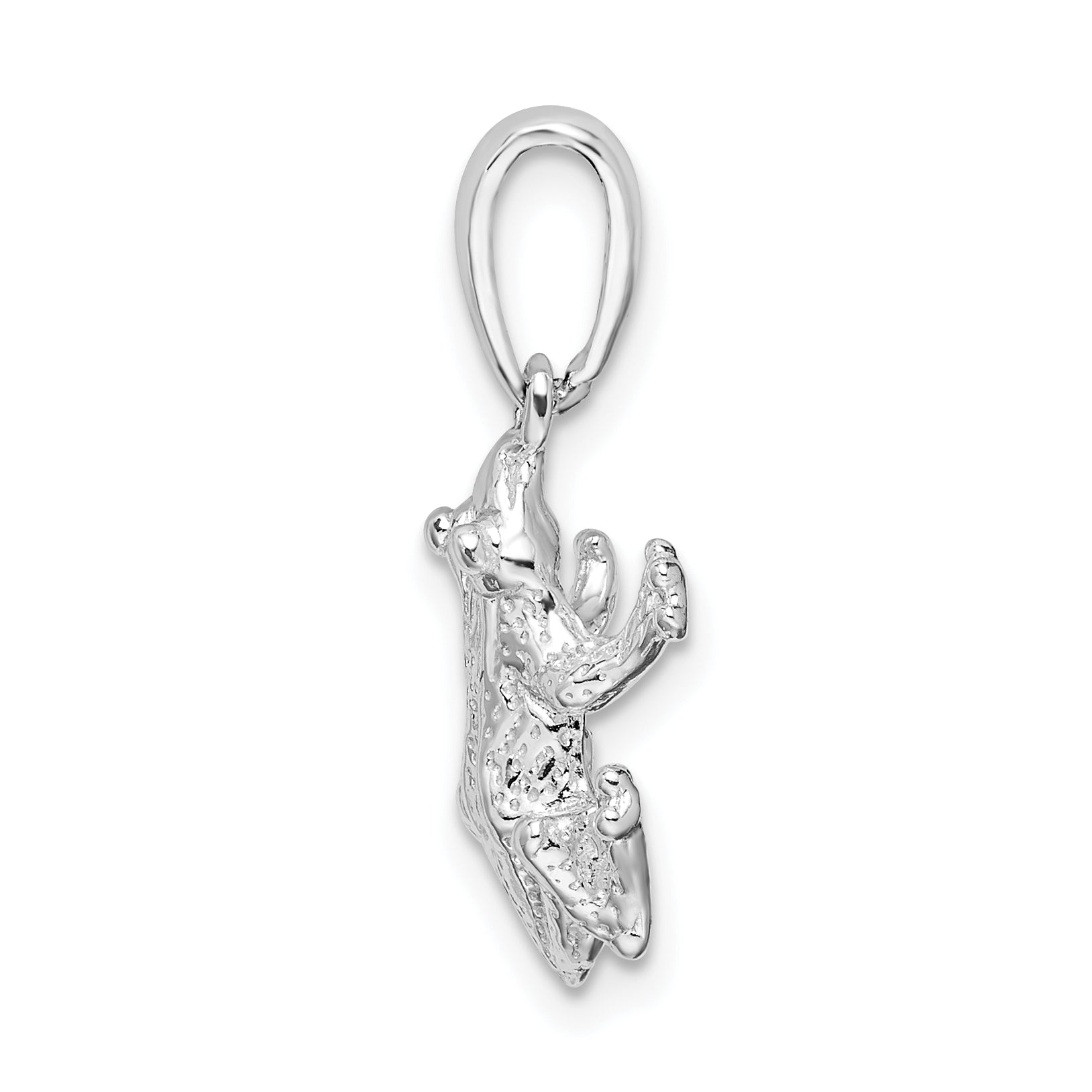 De-Ani Sterling Silver Rhodium-Plated Polished Frog Pendant Secondary image