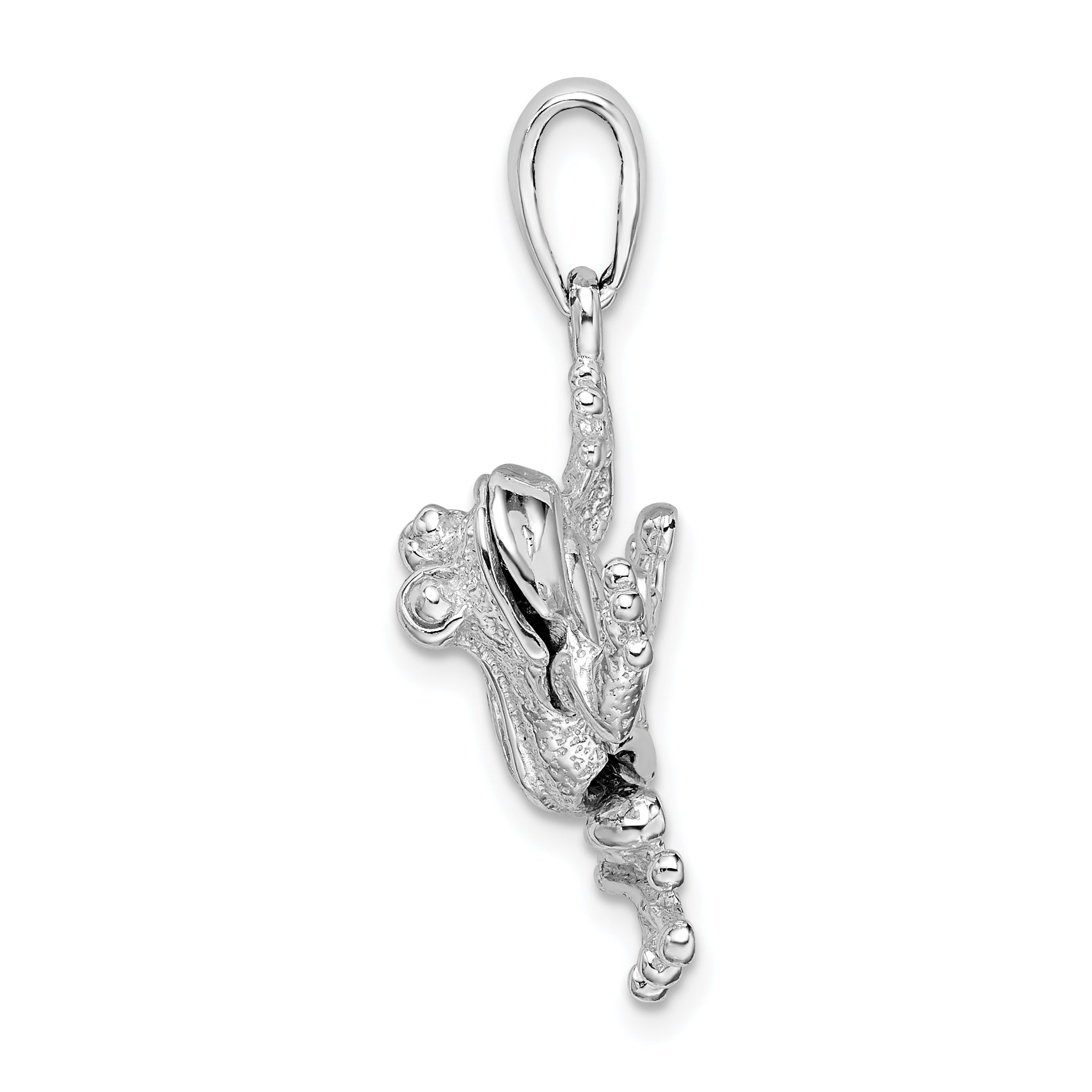 De-Ani Sterling Silver Rhodium-Plated Polished Bug Eyed Frog Pendant Secondary image