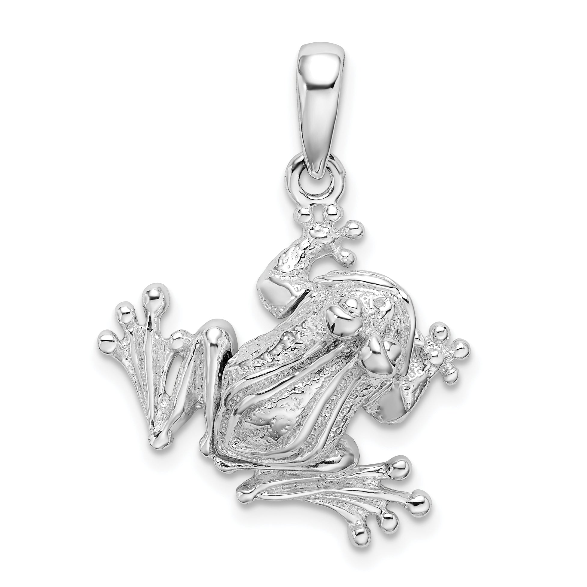 De-Ani Sterling Silver Rhodium-Plated Polished Bug Eyed Frog Pendant Main image