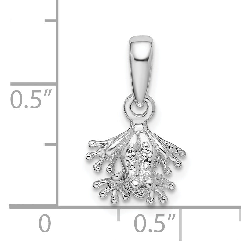 De-Ani Sterling Silver Rhodium-Plated Polished Mini Frog Pendant