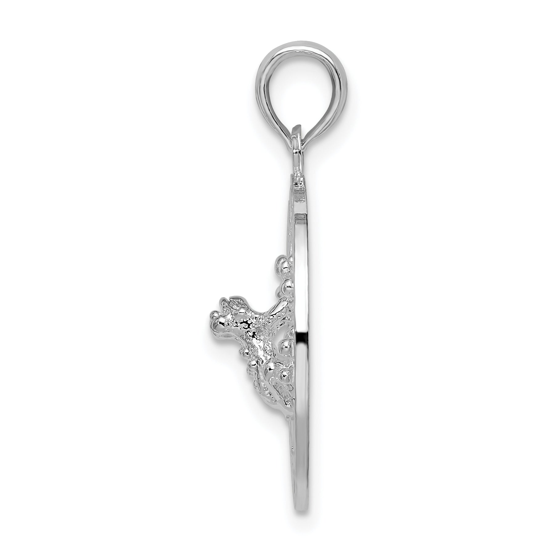 De-Ani Sterling Silver Rhodium-Plated Polished Puerto Rico Circle Frog Pendant Secondary image
