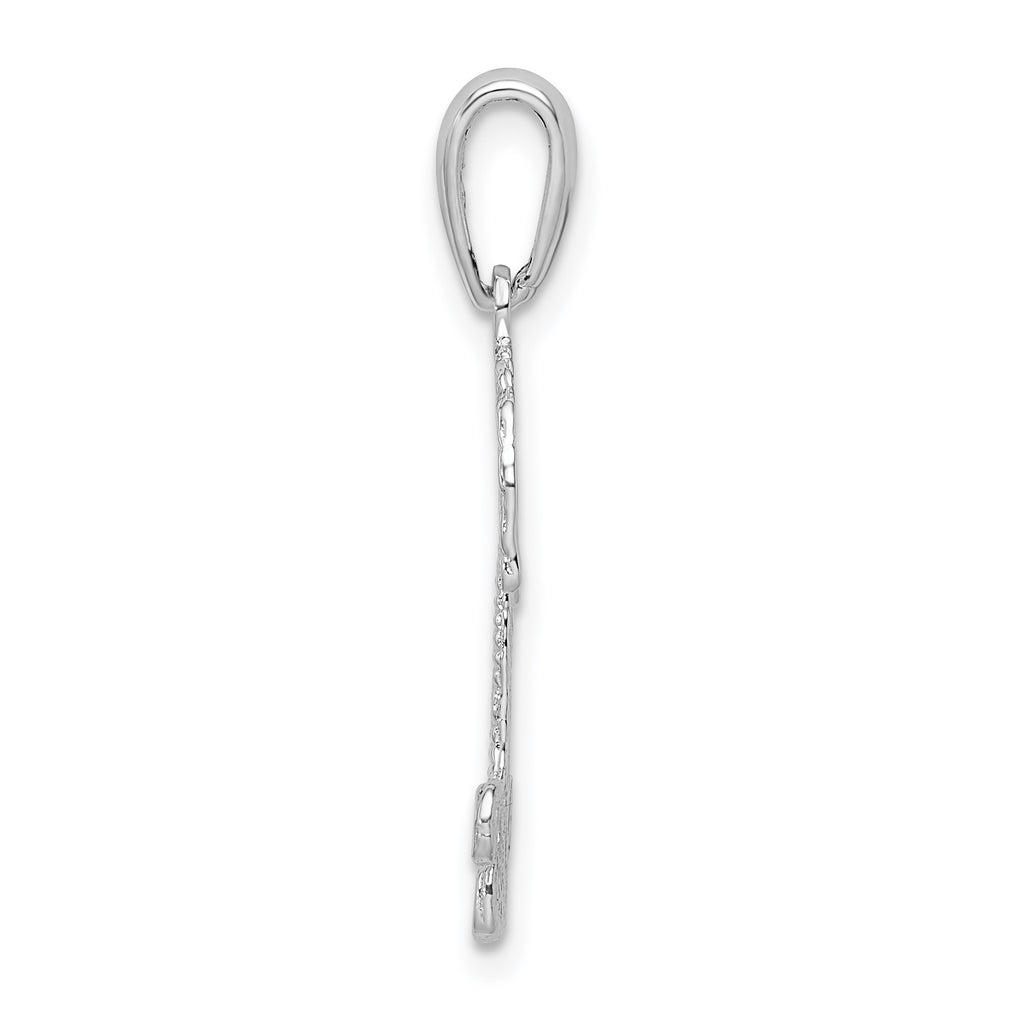 De-Ani Sterling Silver Rhodium-Plated Polished Puerto Rico Palm Tree Pendant