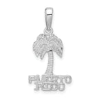 De-Ani Sterling Silver Rhodium-Plated Polished Puerto Rico Palm Tree Pendant