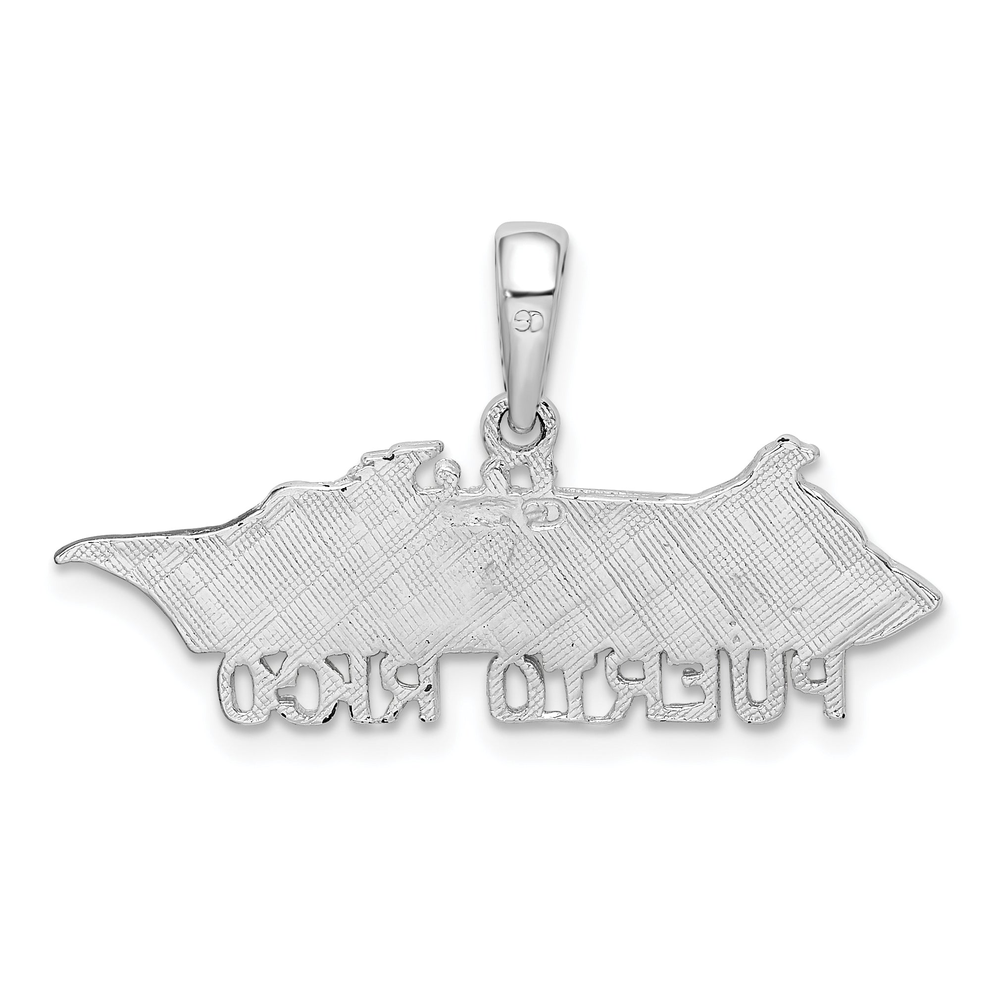 De-Ani Sterling Silver Rhodium-Plated Polished Puerto Rico Cruise Ship Pendant