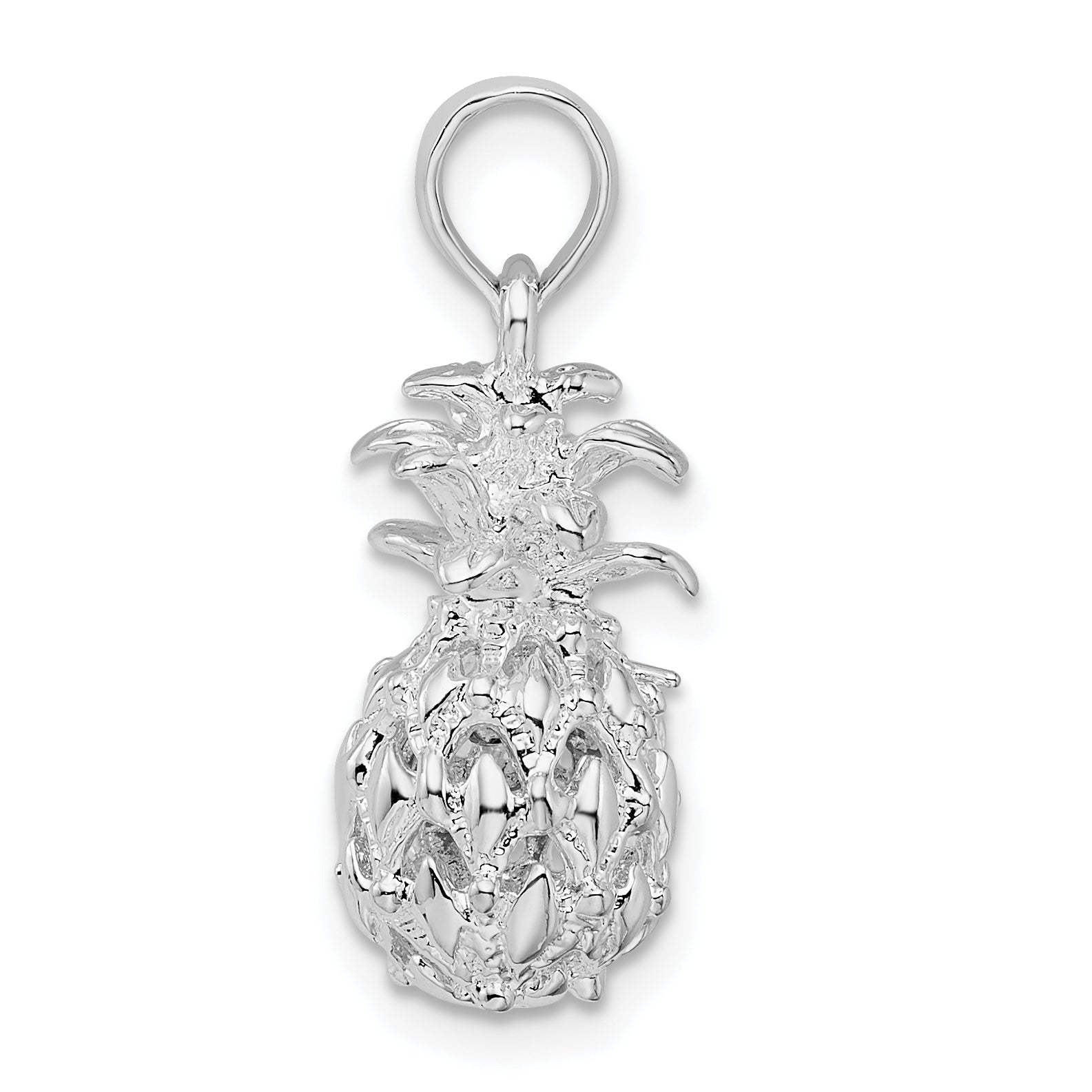 De-Ani Sterling Silver Rhodium-Plated Polished 3D Cut-Out Small Pineapple Pendant Secondary image