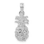 De-Ani Sterling Silver Rhodium-Plated Polished 3D Cut-Out Small Pineapple Pendant