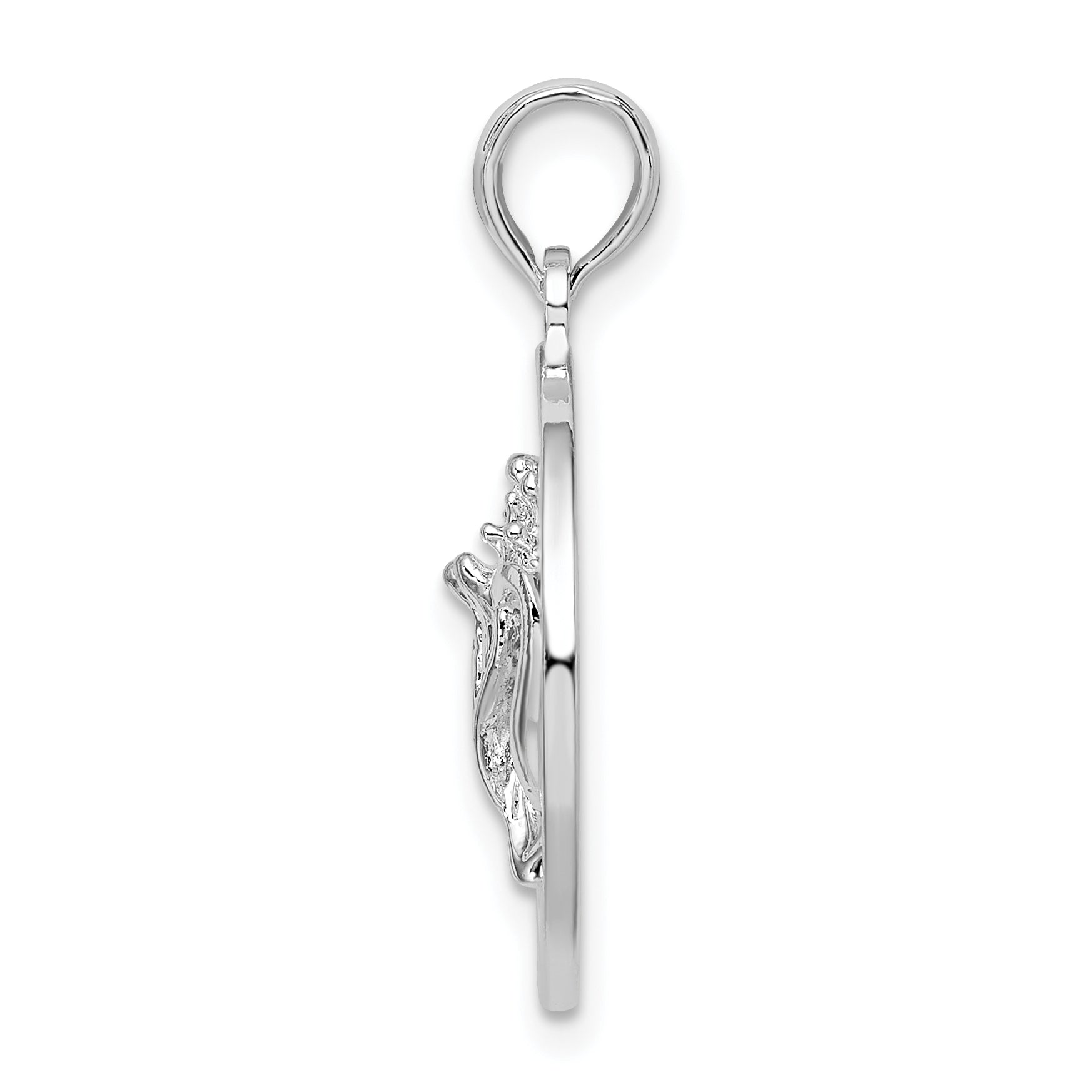De-Ani Sterling Silver Rhodium-Plated Polished Bahamas Circle with Shell Pendant Secondary image