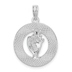 De-Ani Sterling Silver Rhodium-Plated Polished Bahamas Circle with Shell Pendant