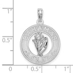 De-Ani Sterling Silver Rhodium-Plated Polished Bahamas Circle with Shell Pendant