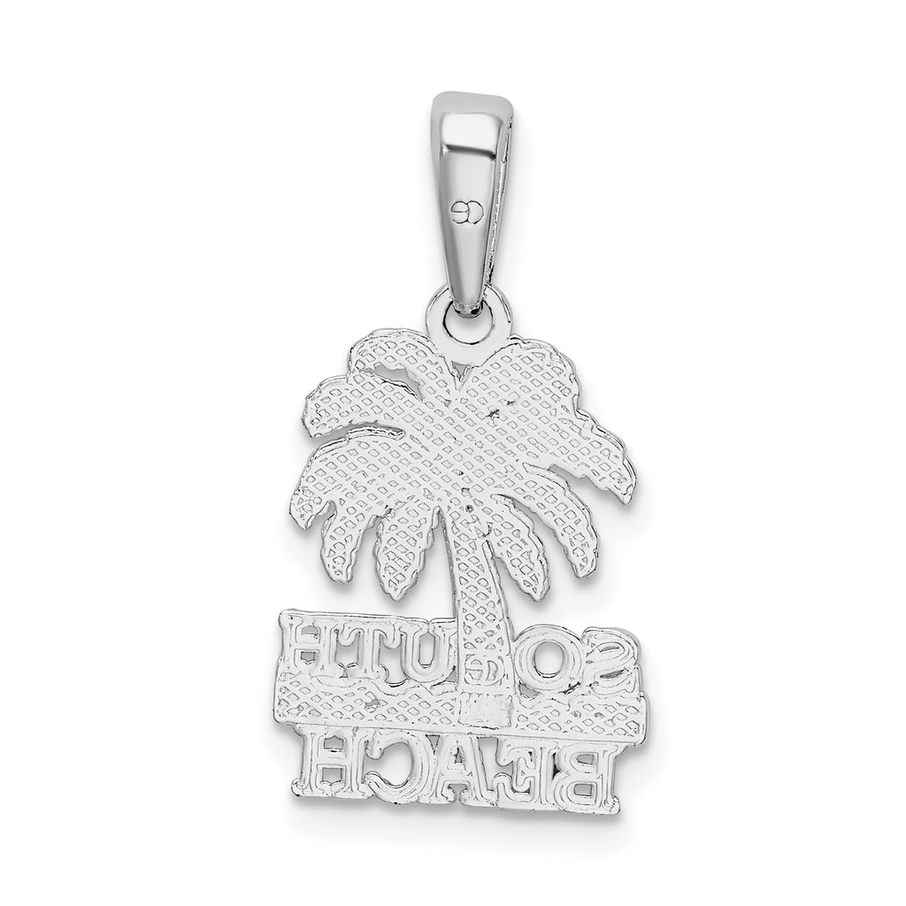 De-Ani Sterling Silver Rhodium-Plated Polished South Beach Palm Tree Pendant