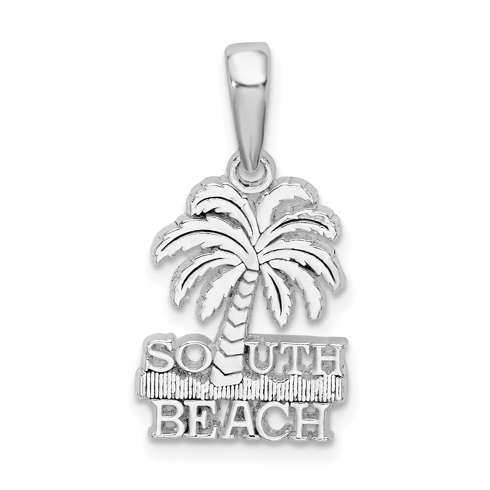 De-Ani Sterling Silver Rhodium-Plated Polished South Beach Palm Tree Pendant Main image