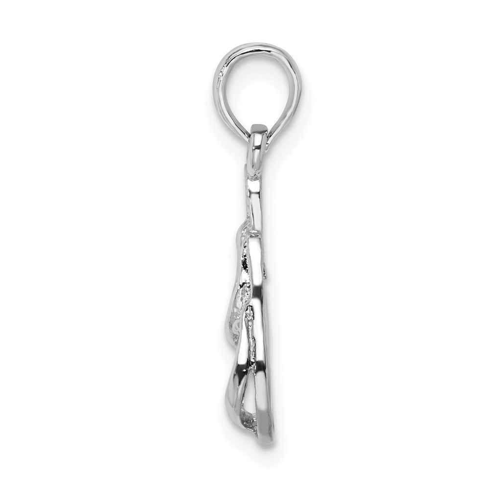 De-Ani Sterling Silver Rhodium-Plated Polished 3D Flip-flops Pendant
