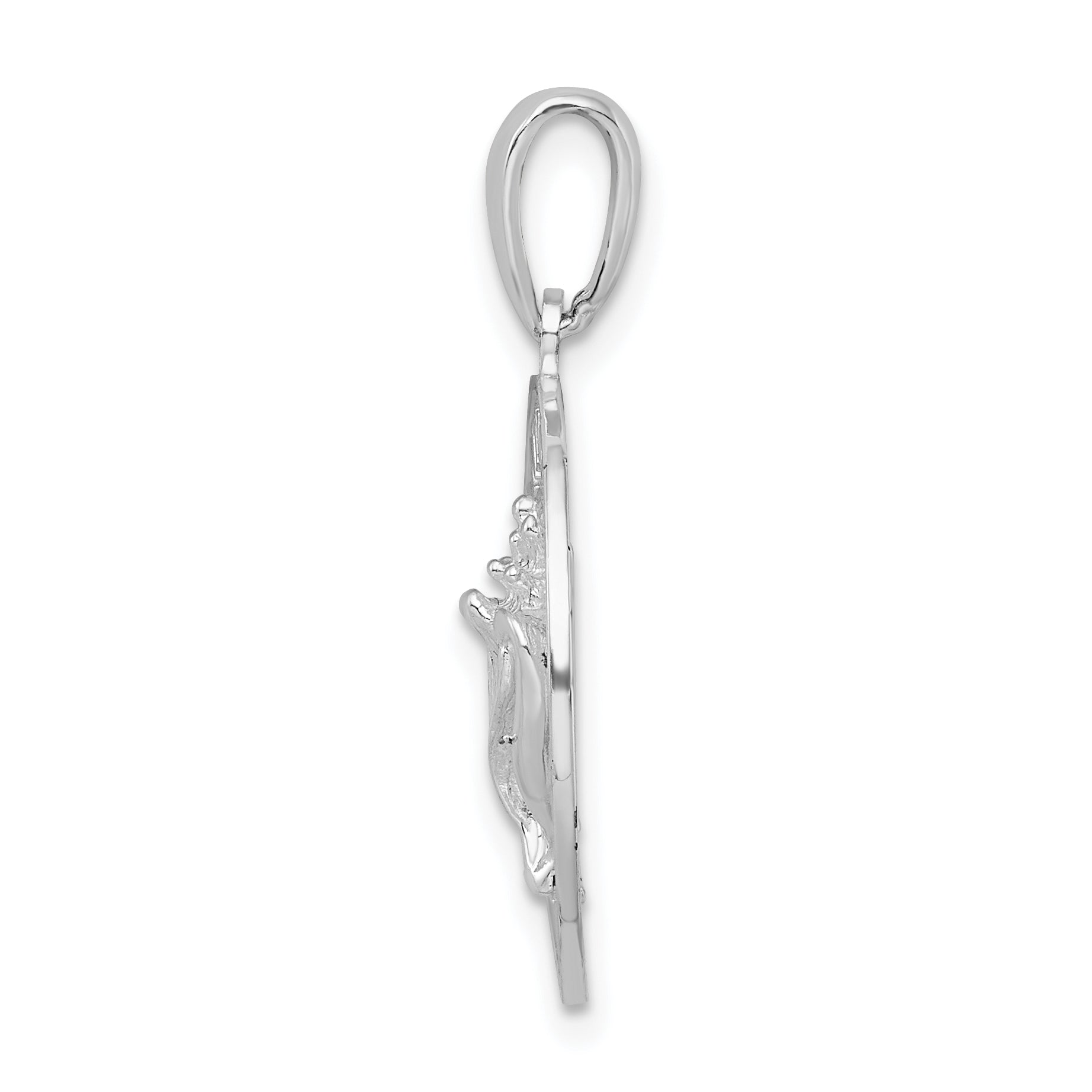 De-Ani Sterling Silver Rhodium-Plated Polished Antigua W.I. Circle Shell Pendant Secondary image