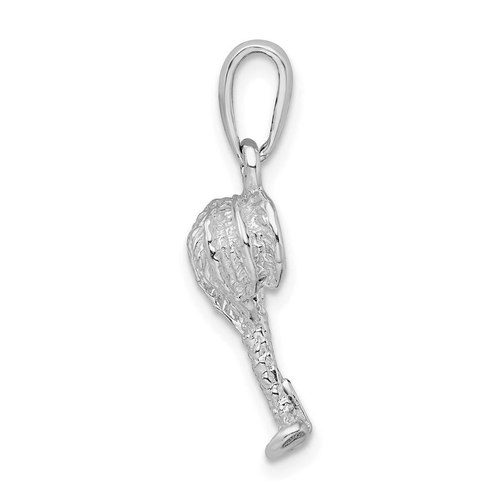 De-Ani Sterling Silver Rhodium-Plated Polished Palm Tree with Coconuts Pendant