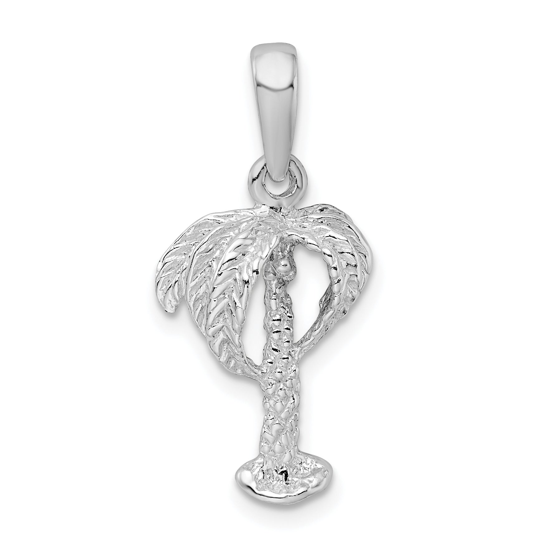 De-Ani Sterling Silver Rhodium-Plated Polished Palm Tree with Coconuts Pendant Main image