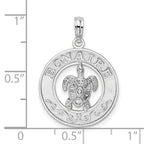 De-Ani Sterling Silver Rhodium-Plated Polished Bonaire Circle with Turtle Pendant