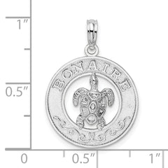 De-Ani Sterling Silver Rhodium-Plated Polished Bonaire Circle with Turtle Pendant