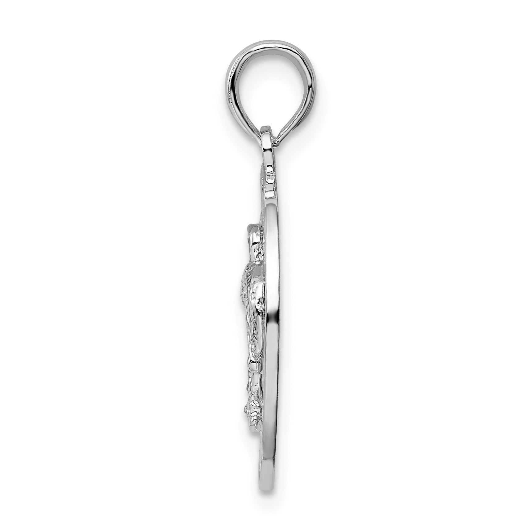De-Ani Sterling Silver Rhodium-Plated Polished Bonaire Circle Flamingo Pendant Secondary image