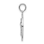 De-Ani Sterling Silver Rhodium-Plated Polished Bonaire Circle Flamingo Pendant
