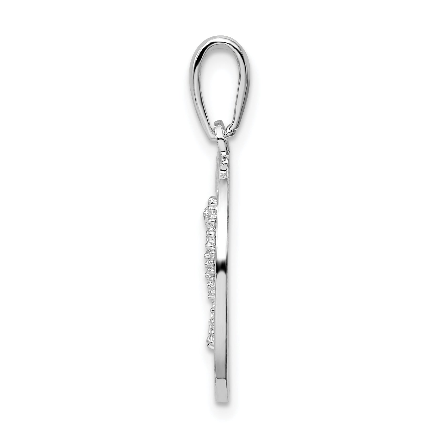 De-Ani Sterling Silver Rhodium-Plated Polished Bonaire Circle Seahorse Pendant