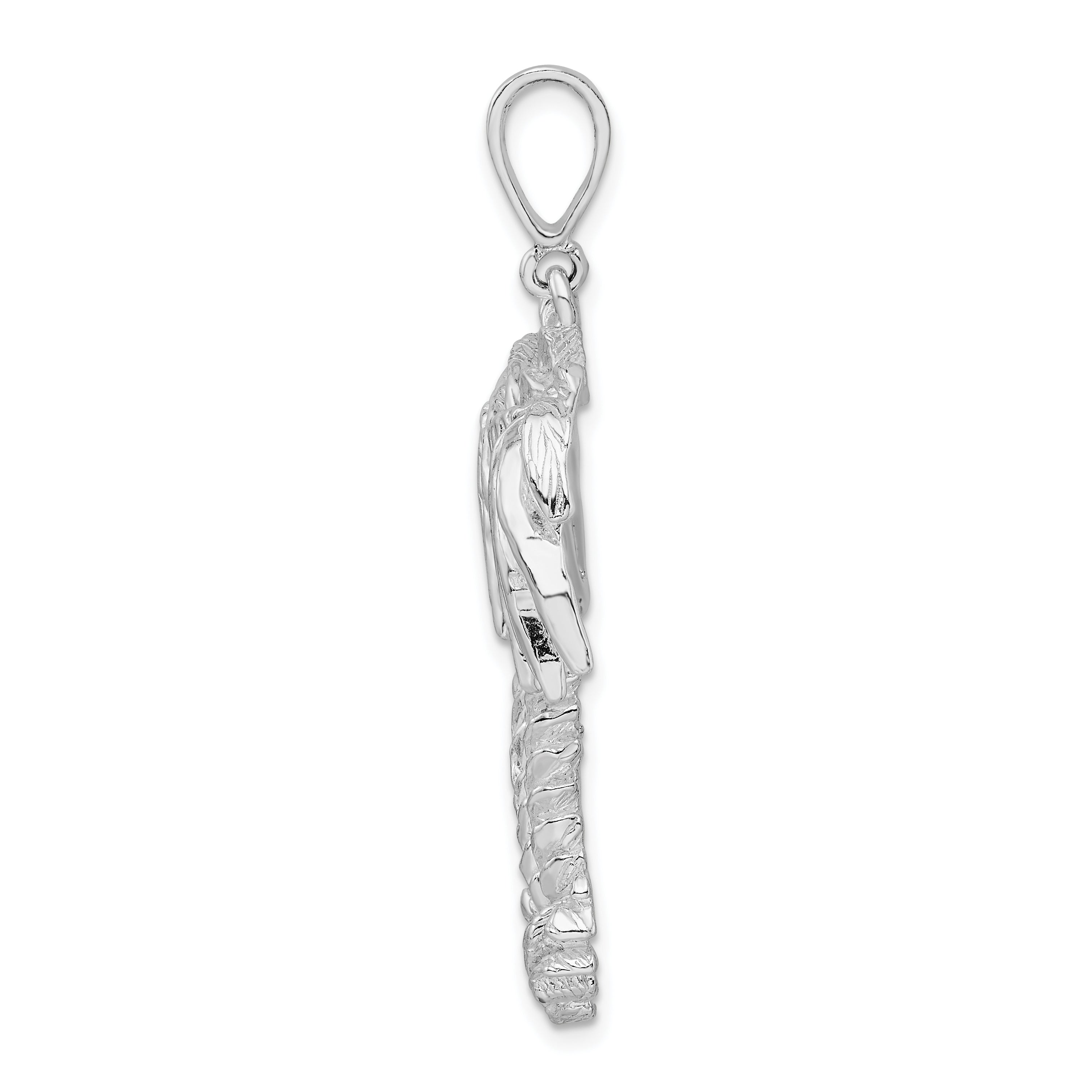 De-Ani Sterling Silver Rhodium-Plated Polished Palm Trees Pendant Secondary image