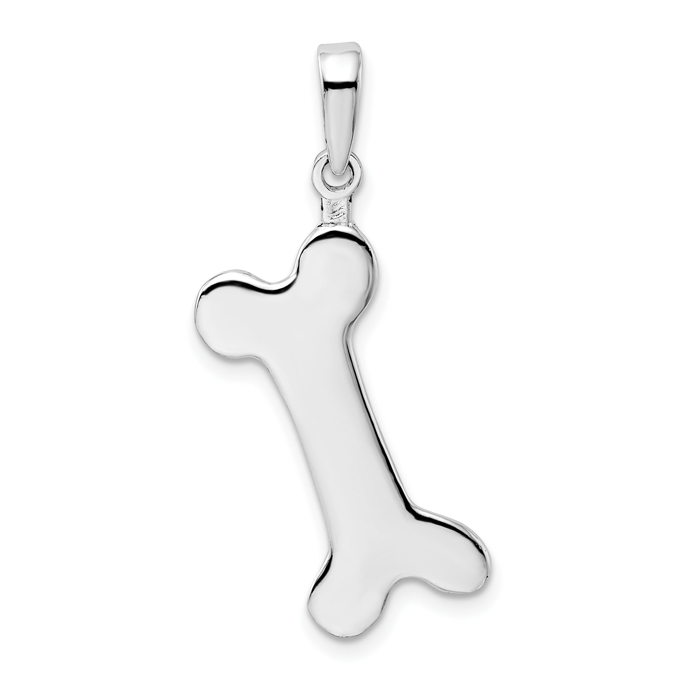 De-Ani Sterling Silver Rhodium-plated Polished Engraveable Dog Bone Pendant Main image