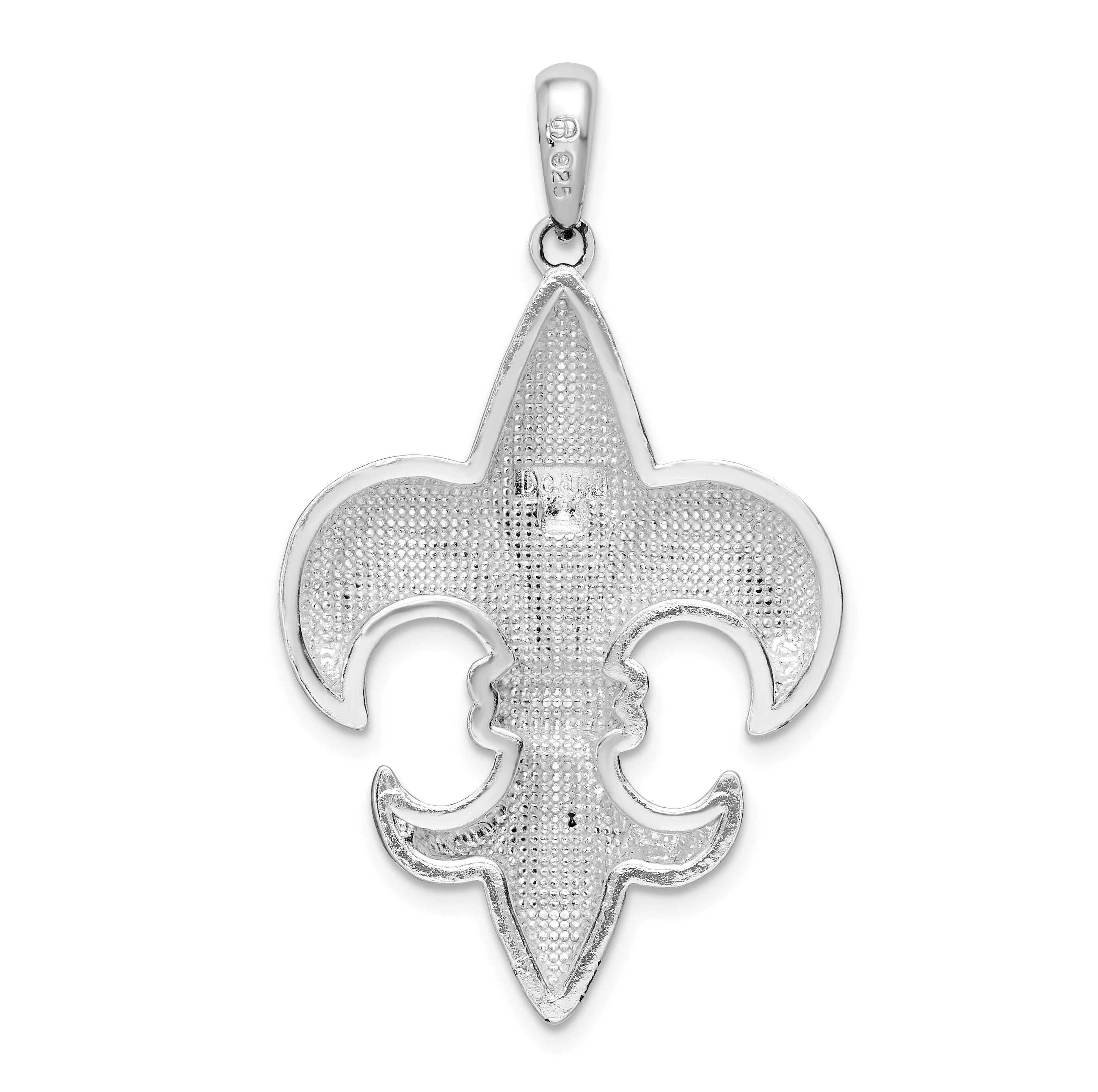 De-Ani Sterling Silver Rhodium-Plated Polished Large Fleur de Lis Pendant