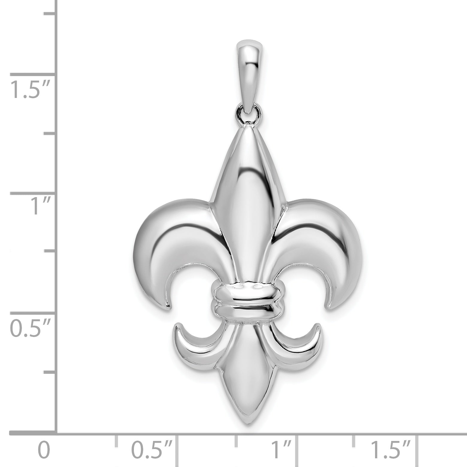 De-Ani Sterling Silver Rhodium-Plated Polished Large Fleur de Lis Pendant