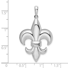 De-Ani Sterling Silver Rhodium-Plated Polished Large Fleur de Lis Pendant