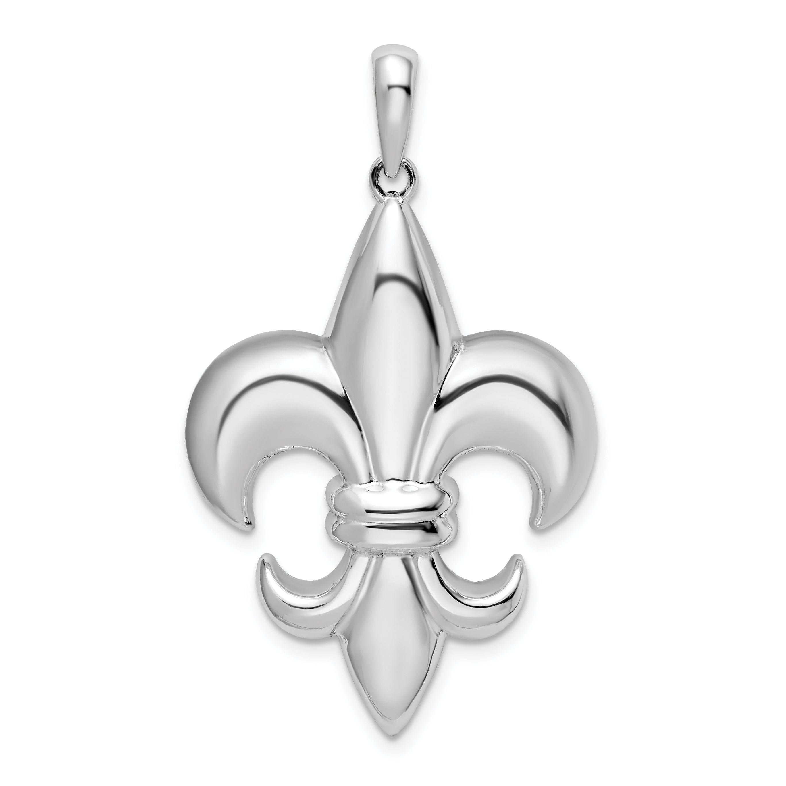 De-Ani Sterling Silver Rhodium-Plated Polished Large Fleur de Lis Pendant Main image
