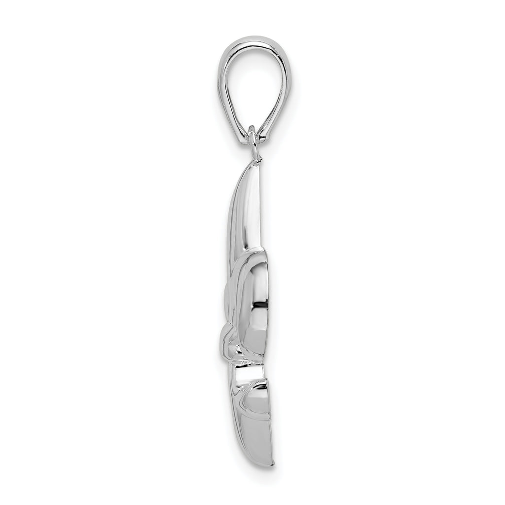 De-Ani Sterling Silver Rhodium-Plated Polished Medium Fleur de Lis Pendant