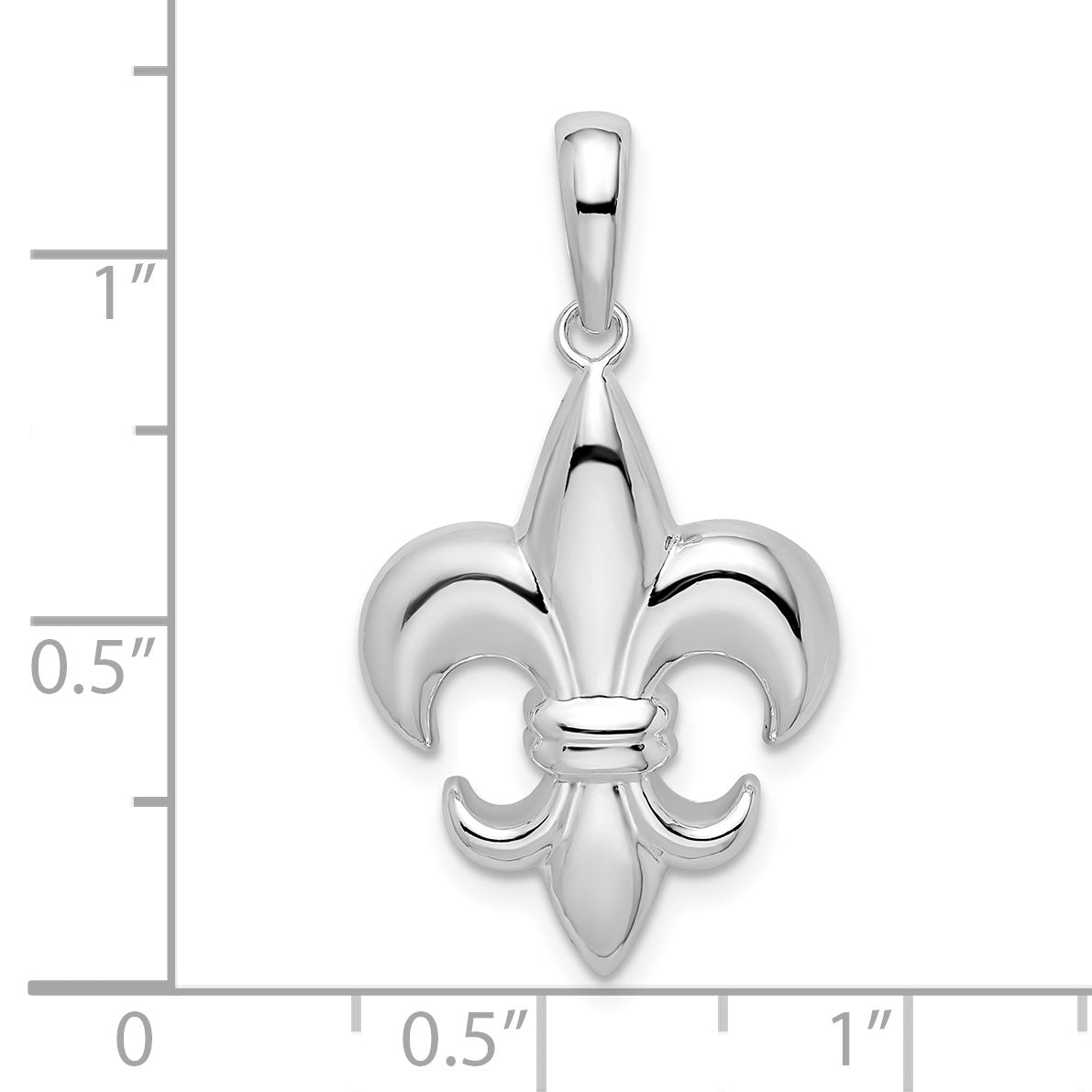 De-Ani Sterling Silver Rhodium-Plated Polished Medium Fleur de Lis Pendant