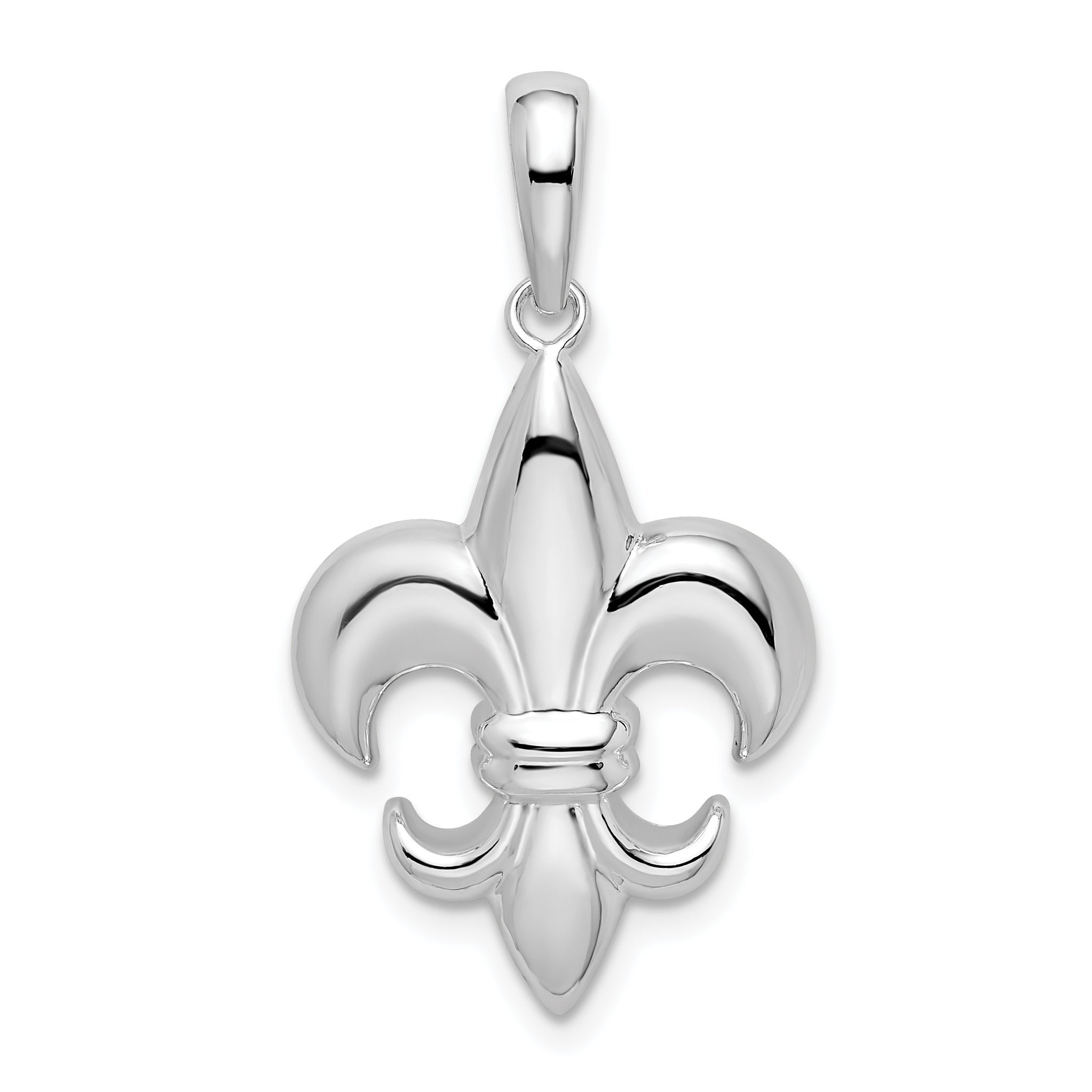 De-Ani Sterling Silver Rhodium-Plated Polished Medium Fleur de Lis Pendant Main image