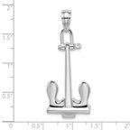 De-Ani Sterling Silver Rhodium-Plated 3D Moveable Navy Anchor Pendant