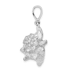 De-Ani Sterling Silver Rhodium-Plated Polished 3D Conch Shell Pendant