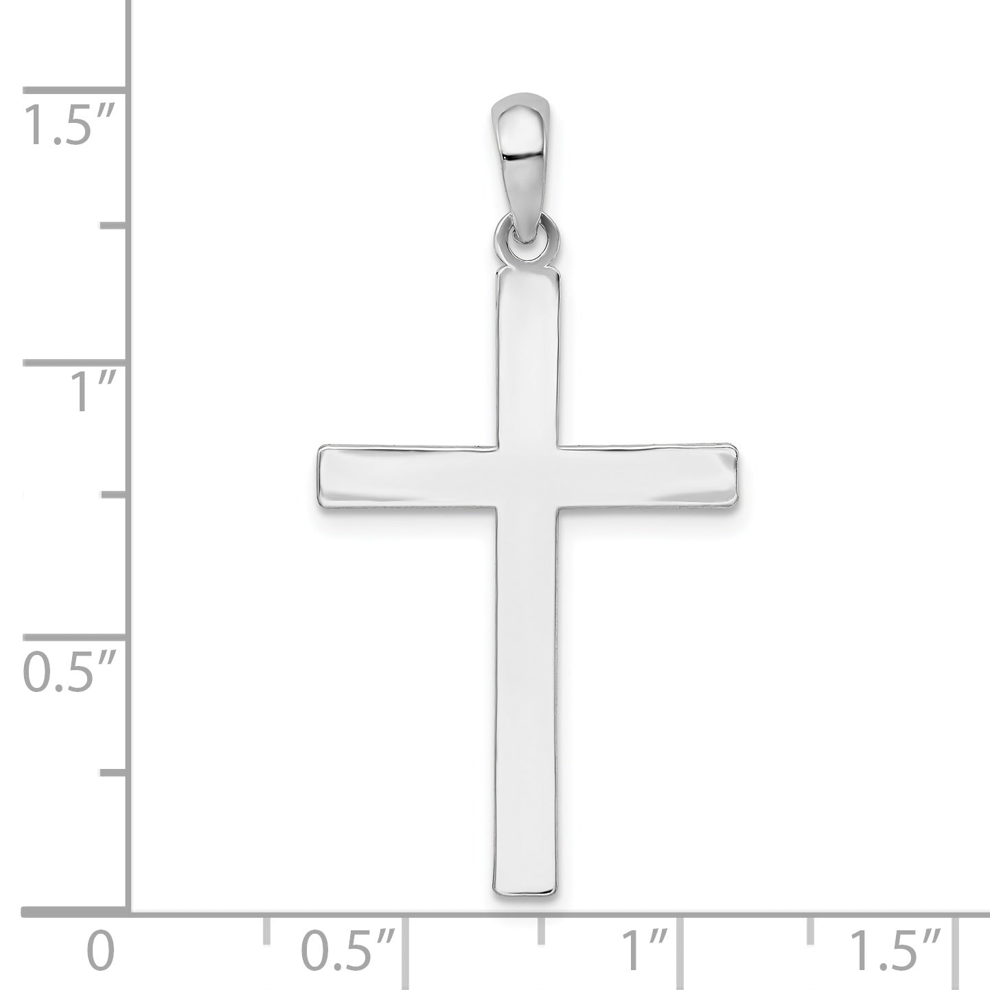 De-Ani Sterling Silver Rhodium-plated Polished Front Textured Back Latin Cross Pendant