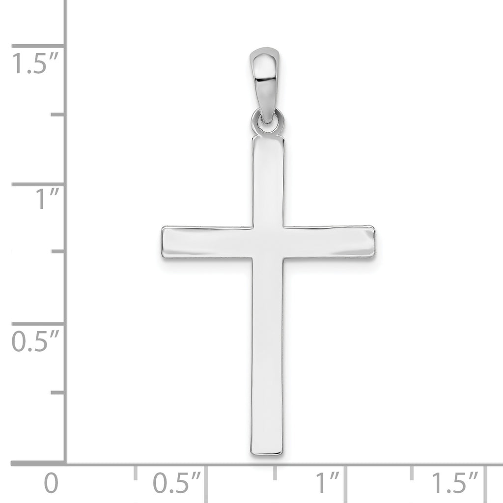 De-Ani Sterling Silver Rhodium-plated Polished Front Textured Back Latin Cross Pendant