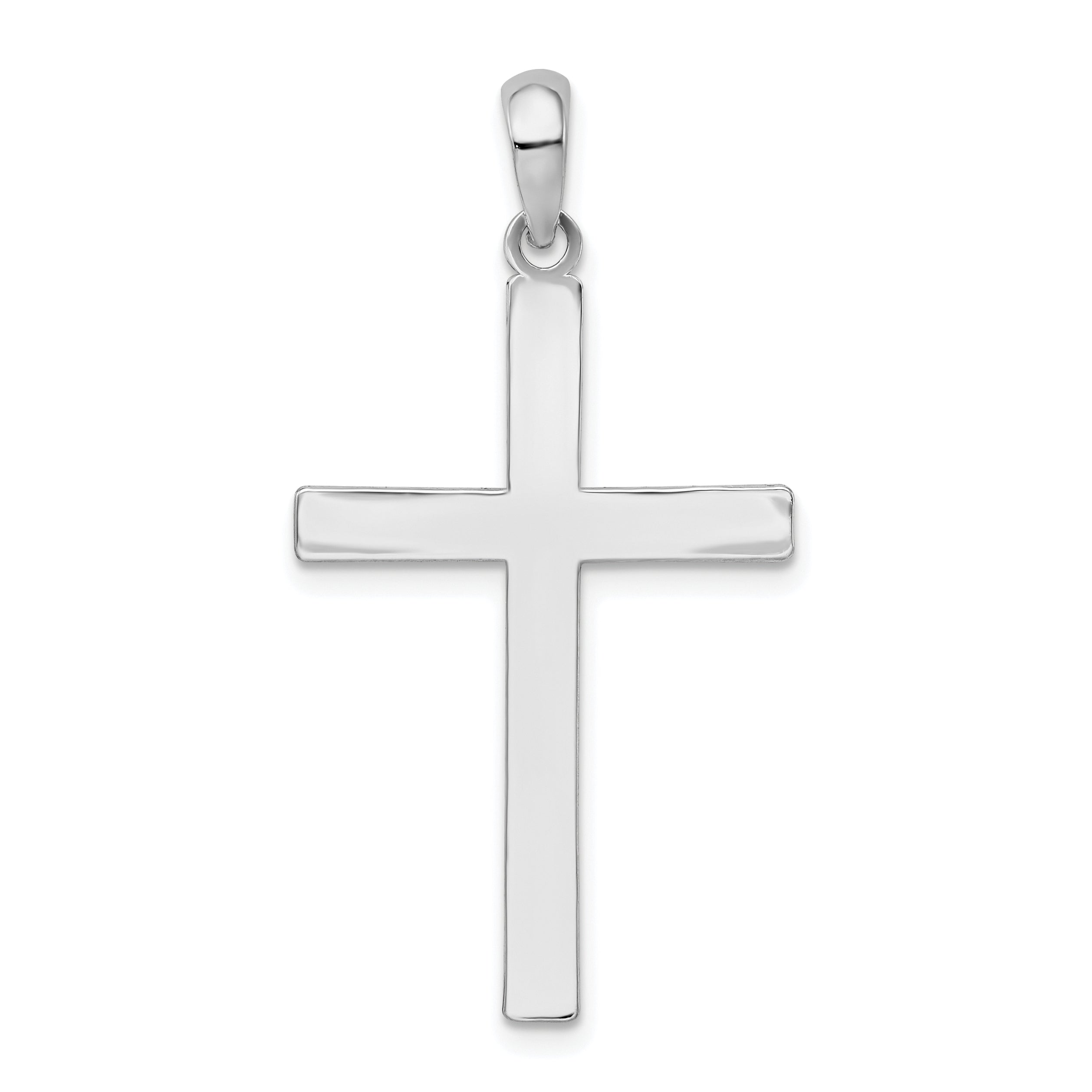 De-Ani Sterling Silver Rhodium-plated Polished Front Textured Back Latin Cross Pendant Main image