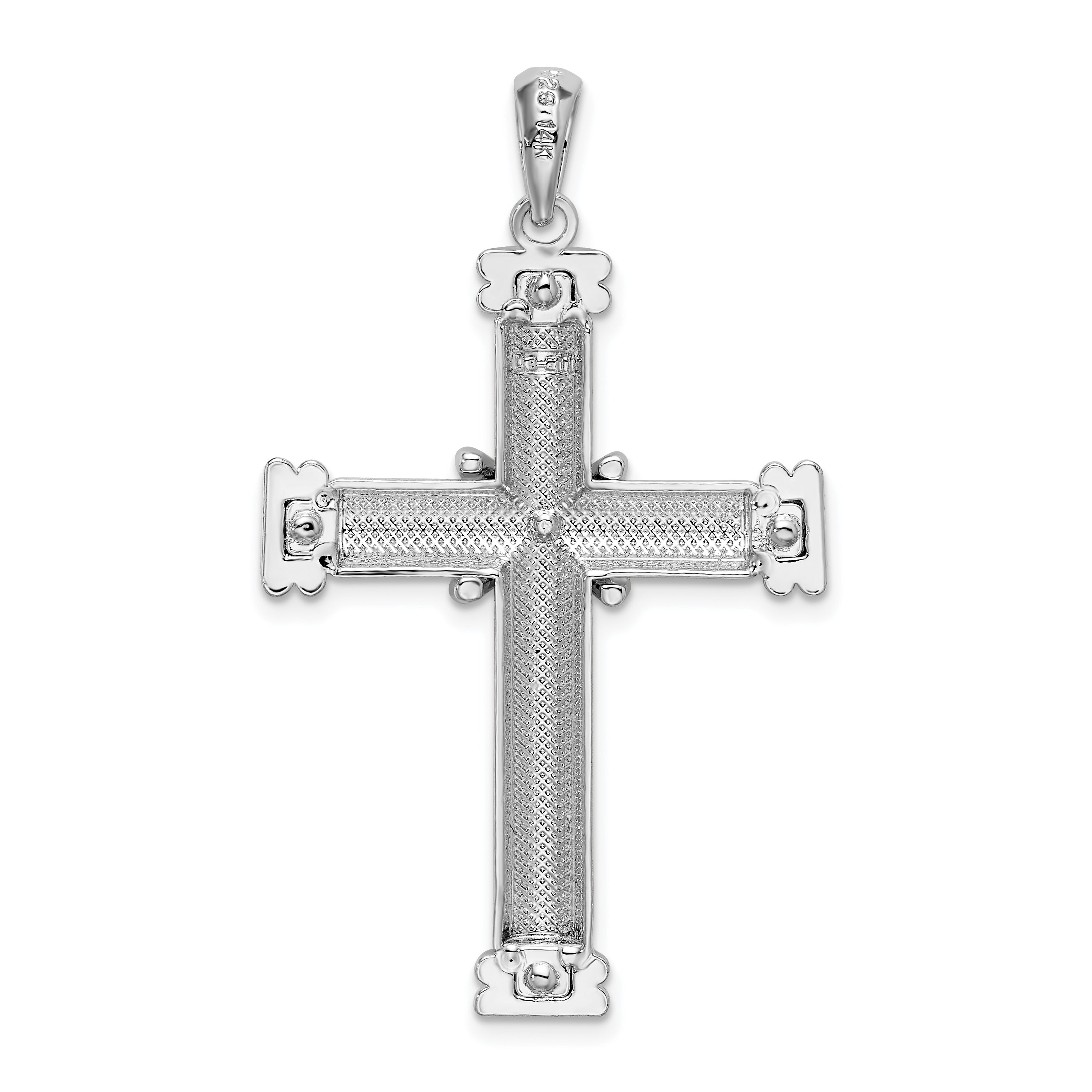 De-Ani Sterling Silver Rhodium-Plated Polished X-Center Latin Cross Pendant