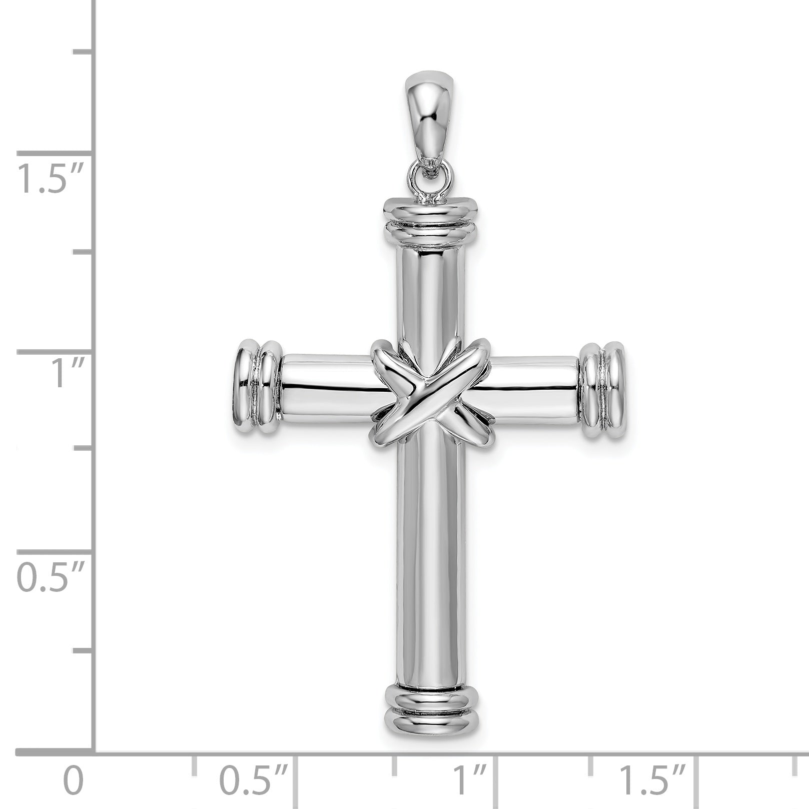 De-Ani Sterling Silver Rhodium-Plated Polished X-Center Latin Cross Pendant