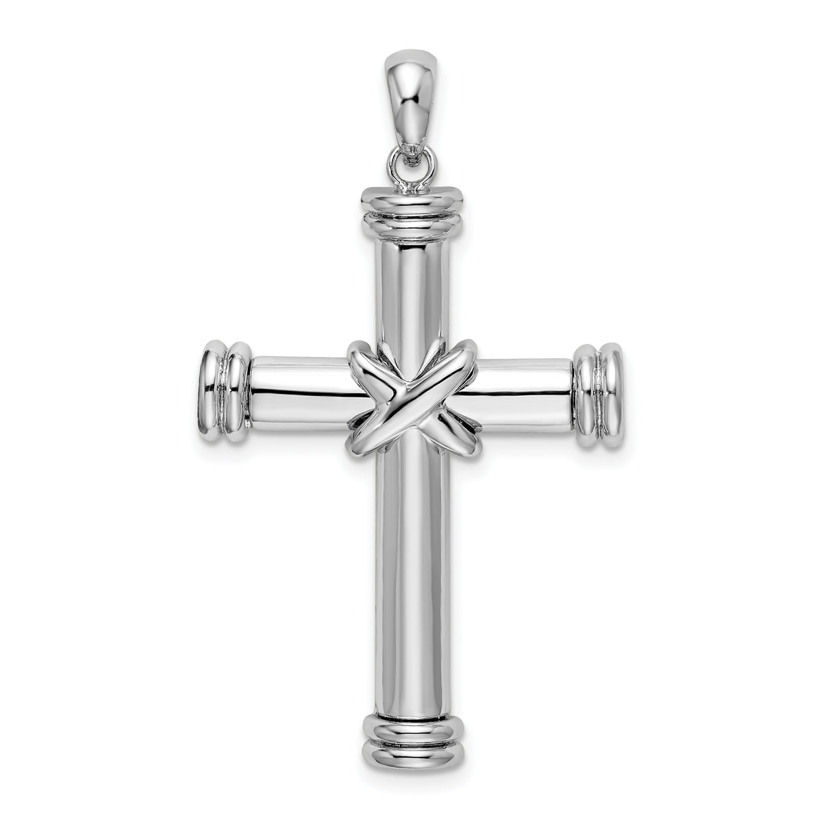 De-Ani Sterling Silver Rhodium-Plated Polished X-Center Latin Cross Pendant
