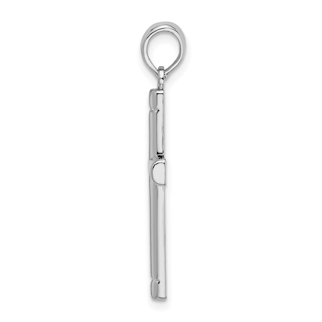 De-Ani Sterling Silver Rhodium-plated Polished Tubular Latin Cross Pendant