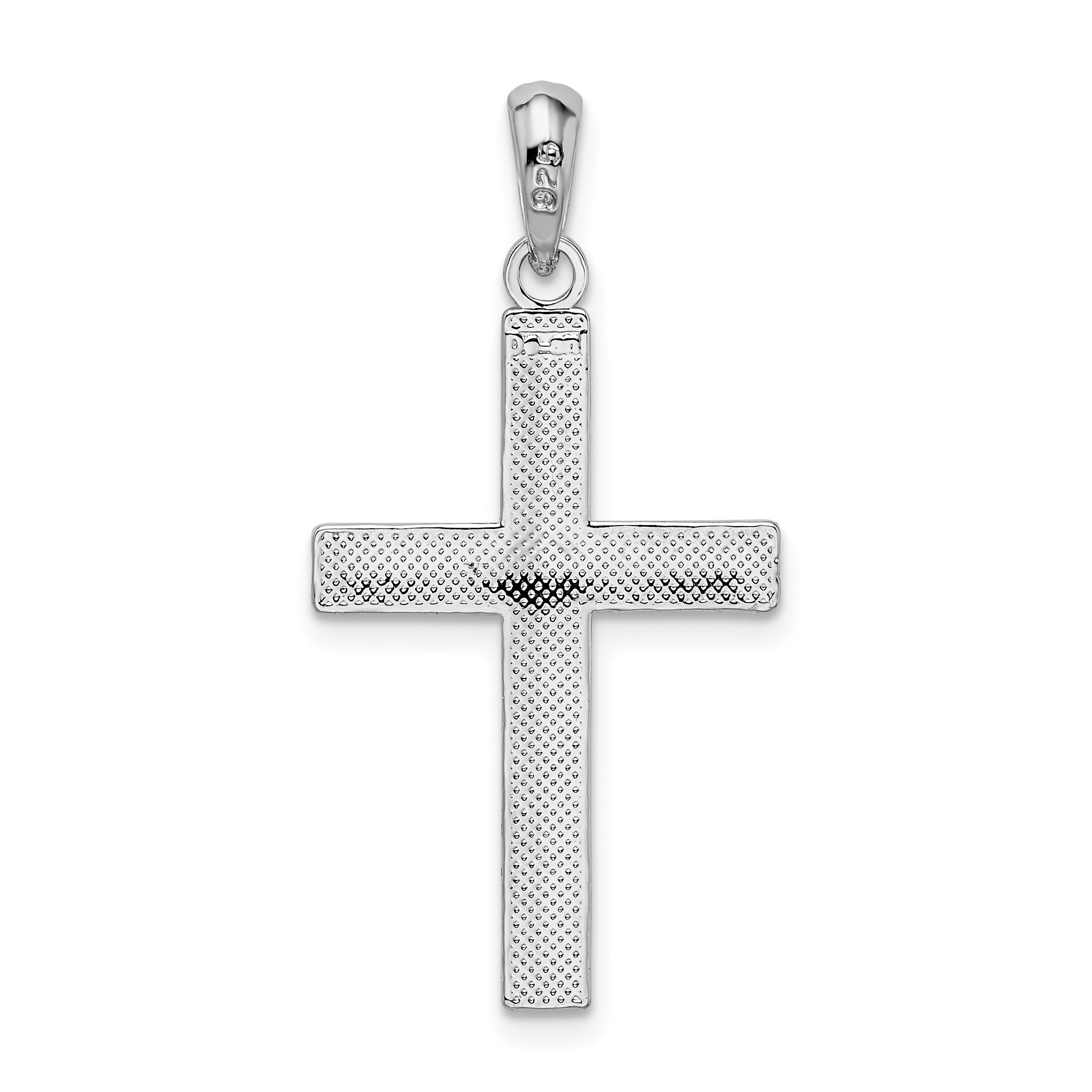 De-Ani Sterling Silver Rhodium-plated Polished Tubular Latin Cross Pendant