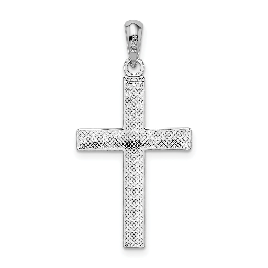De-Ani Sterling Silver Rhodium-plated Polished Tubular Latin Cross Pendant