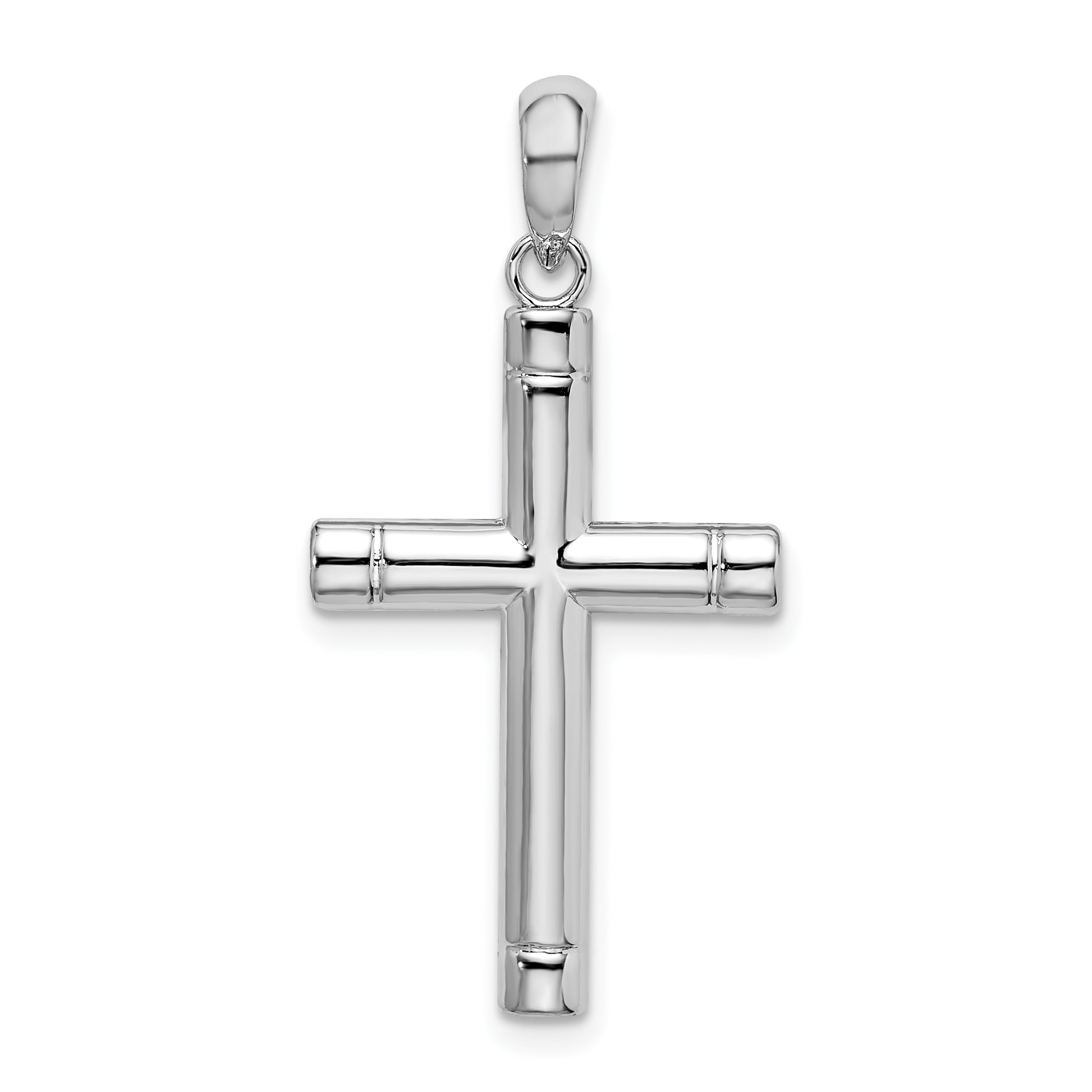 De-Ani Sterling Silver Rhodium-plated Polished Tubular Latin Cross Pendant Main image