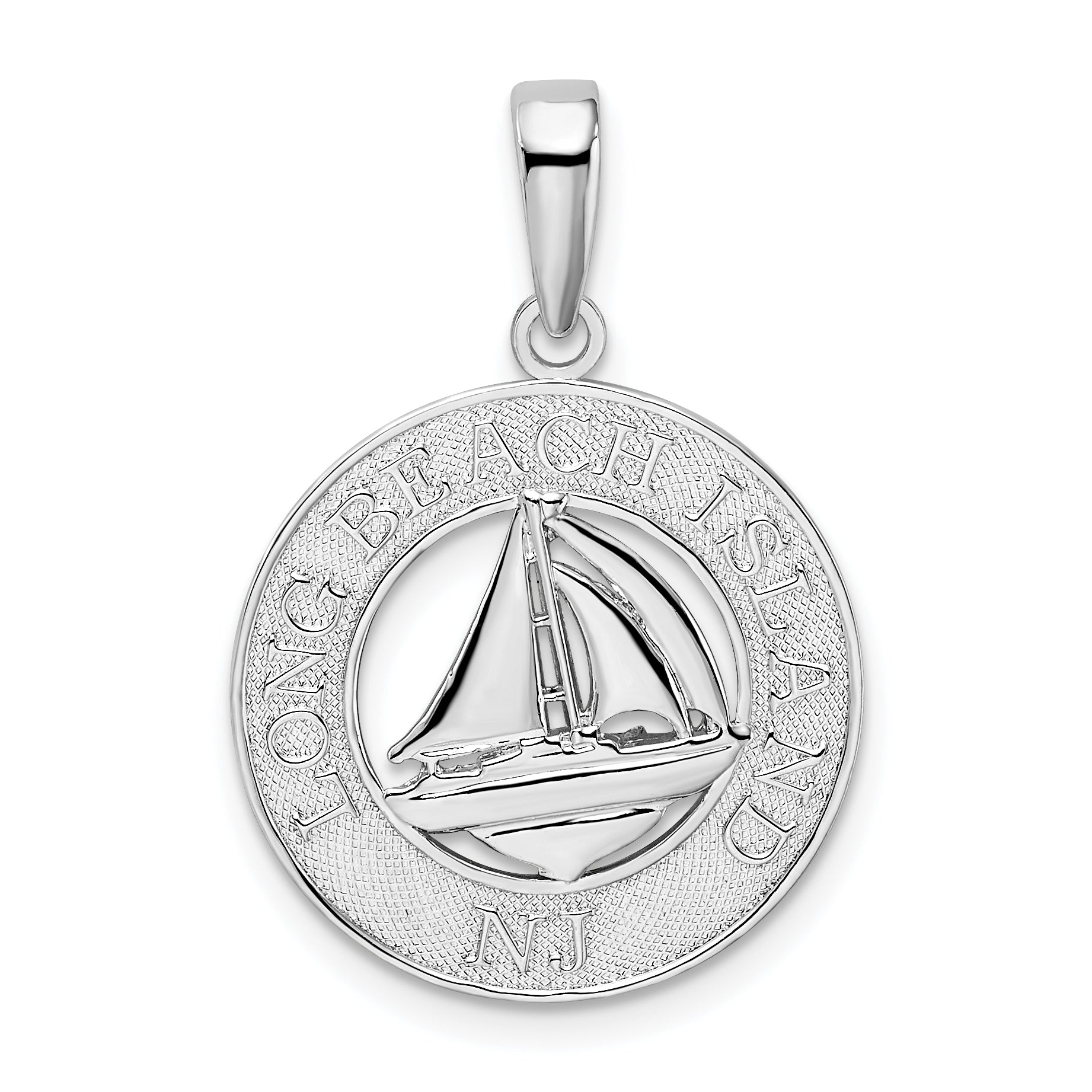 De-Ani Sterling Silver Rhodium-Plated Long Beach Island New Jersey with Sailboat Pendant Main image
